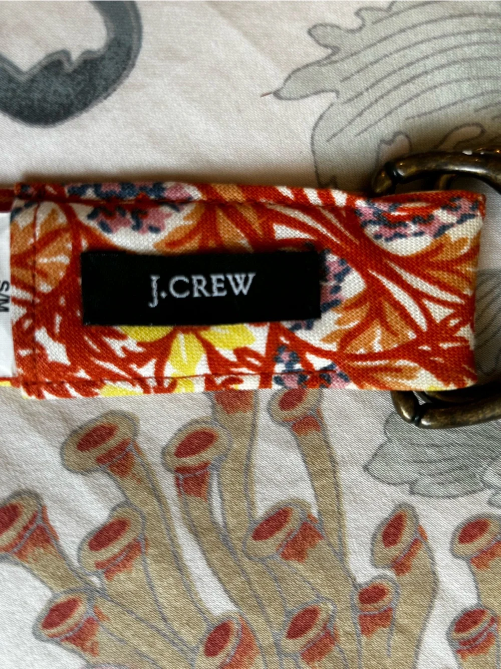 J Crew Linen Belt w Faux Bamboo Brass Tone Buckle